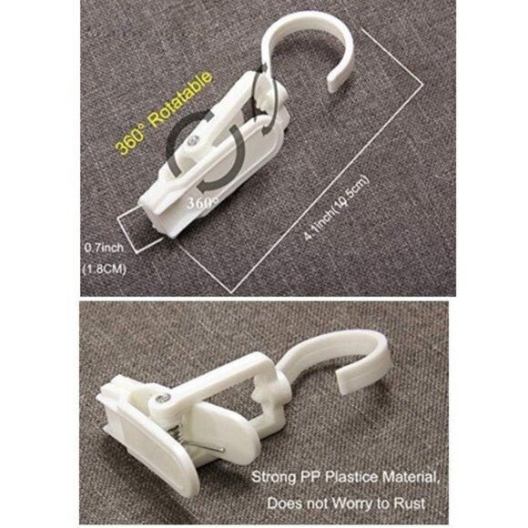 Laundry Hooks, Plastic Swivel Hanging Hanger Clothes Clips, #18 Count - Picture 12 of 14